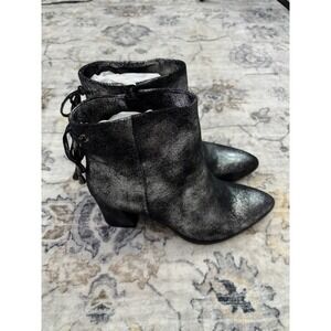 Monroe & Main Black Metallic Ankle Boots Women's Size 8.5 Pointed Toe Zip